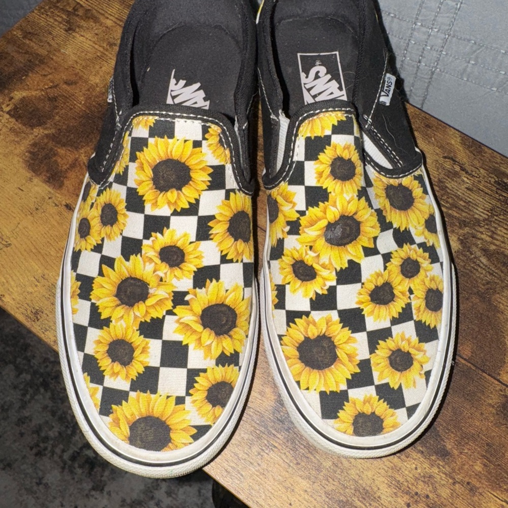Vans Sunflower Checkered Slip-Ons